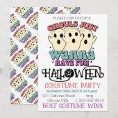 ゴースト達だって楽しく過ごしたい ハロウィン・コスチューム・パーティー 招待状 (正面/裏面)
