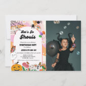 ゴースト達と行こう ハロウィン レトロ グルーヴィー 誕生日 招待状 (正面)