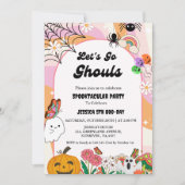 ゴースト達と行こう ハロウィン レトロ グルーヴィー 誕生日 招待状 (正面)