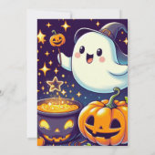 ゴースト、やかん、かぼちゃ、星　ハロウィンパーティー 招待状 (裏面)