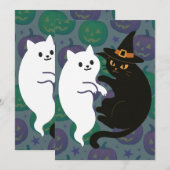 ゴースト＆ウィッチ・キャット・デュオ 招待状 (正面/裏面)