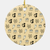 ゴースト、クモの巣、黒猫 イエロー セラミックオーナメント (裏面)