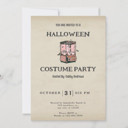 ゴースト クレア ゲーム かわいい ファン ヴィンテージ ハロウィン 招待状 (正面)