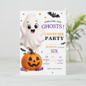 ゴースト コスチューム パーティー - かわいいハロウィンバースデー 招待状 (スタンド正面)