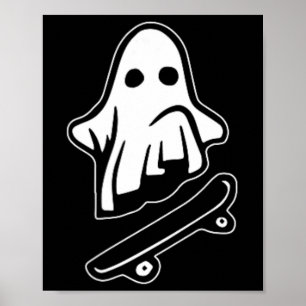 ゴースト スケートボード ハロウィン コスチューム 面白い 幽霊 ポスター