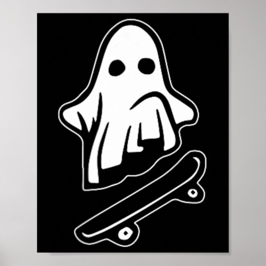 ゴースト スケートボード ハロウィン コスチューム 面白い 幽霊 ポスター (正面)