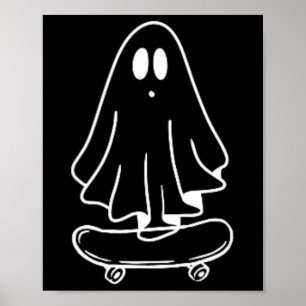 ゴースト スケートボード 楽ちんハロウィンコスチューム  おもしろスケーター ポスター