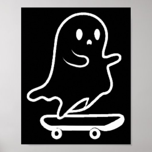 ゴースト スケートボード 楽ちんハロウィンコスチューム 面白いスケーター ポスター (正面)