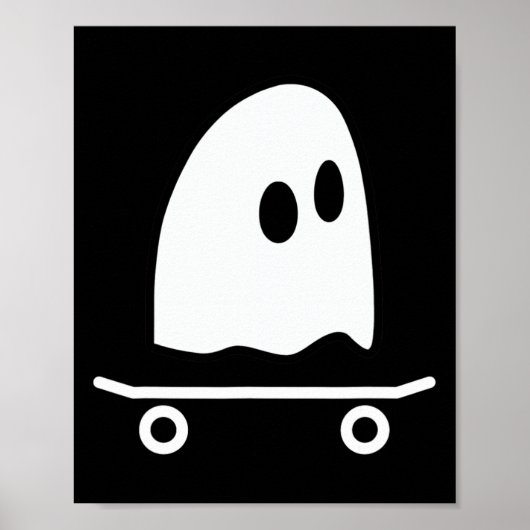 ゴースト スケートボード 楽なハロウィンコスチューム 面白いスケーター ポスター (正面)