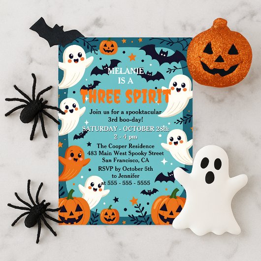 ゴースト・スリー・スピリット・ブー・デー・ハロウィン・バースデー 招待状