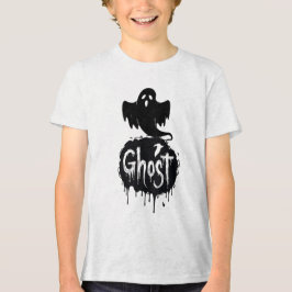 ゴースト - ダークホラーに滴るテキストアート トライブレンドTシャツ