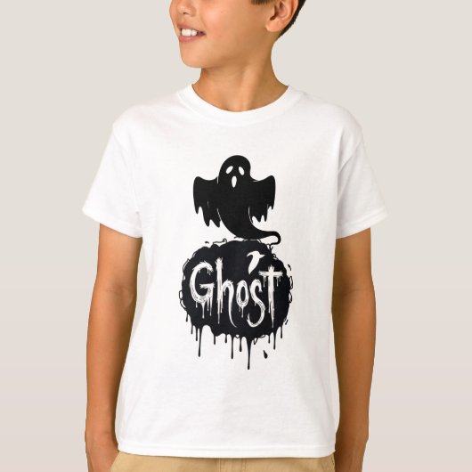 ゴースト - ダークホラー滴るテキストアート Tシャツ (正面)