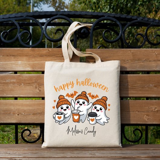 ゴースト ハッピー ハロウィン キャンディ トートバッグ