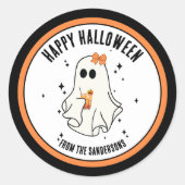 ゴースト ハッピー ハロウィン ラウンドシール (正面)