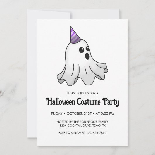 ゴースト ハロウィンコスチュームパーティー 招待状 (正面)