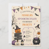 ゴースト ハロウィン お誕生日会 スプークタクラー パーティー 招待状 (正面)