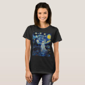 ゴースト ハロウィン - ゴッホ風 - スターリー・ナイト Tシャツ (正面フル)