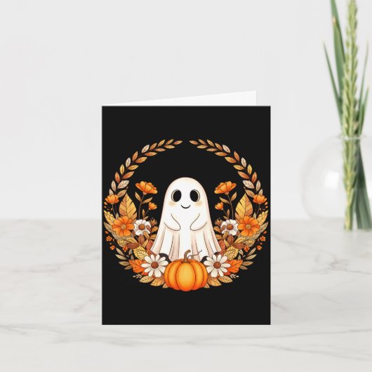 ゴースト ハロウィン フローラル カード (正面)