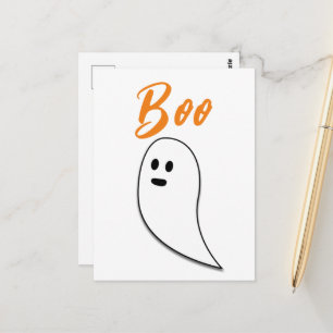 ゴースト ハロウィン 黒 白 オレンジ色 ブー ポストカード