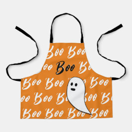 ゴースト ハロウィン 黒 白 オレンジ エプロン