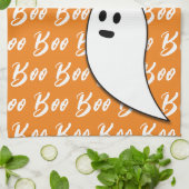 ゴースト ハロウィン 黒 白 オレンジ キッチンタオル (折り畳み)