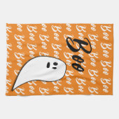 ゴースト ハロウィン 黒 白 オレンジ キッチンタオル (横)