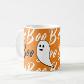 ゴースト ハロウィン 黒 白 オレンジ コーヒーマグカップ (正面左)