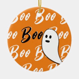 ゴースト ハロウィン 黒 白 オレンジ ブー セラミックオーナメント