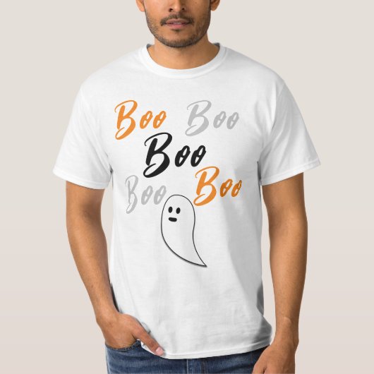 ゴースト ハロウィン 黒 白 オレンジ Tシャツ (正面)