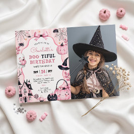 ゴースト ピンク パンプキンガール 誕生日 インビテーション 写真