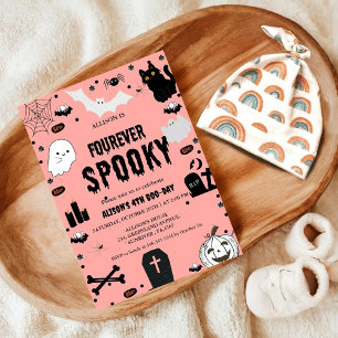 ゴースト フォーエバースプーキー ハロウィン 4歳の誕生日パーティー 招待状