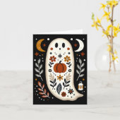 ゴースト フォークアート フラワー オータム 秋 かぼちゃ 不気味 ハ カード (黄色い花)