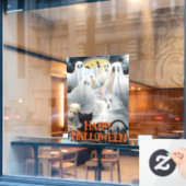 ゴースト、ミイラ、黒猫と一緒にハッピーハロウィン ウィンドウサイン (カフェ窓)