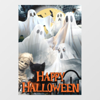 ゴースト、ミイラ、黒猫と一緒にハッピーハロウィン ウィンドウサイン