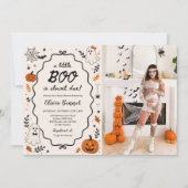 ゴースト リトルブー ハロウィン ベビーシャワー 写真 招待状 (正面)