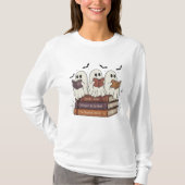 ゴースト リーディング ブックワーム もこもこ 長袖 ハロウィン  Tシャツ (正面)