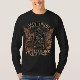 ゴースト・リーパー・バイカー 生きるはライド、ライドは生きるため Tシャツ