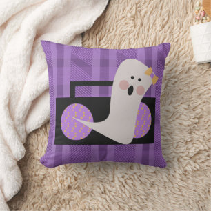 ゴースト 80年代 90年代 パープル チェック Halloween スロー ピロー