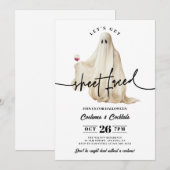 ゴースト Let's Get Sheet Faced 面白いハロウィン 招待状 (正面/裏面)