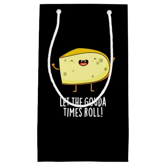 ゴーダタイムズチーズプ転がンおもしろいダークBG スモールペーパーバッグ (正面)