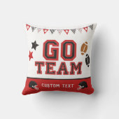 ゴーチームサッカーファンレッド&ブラックフェスティバルスポーツ クッション (裏面)