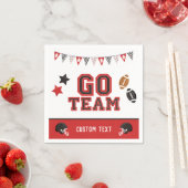 ゴーチームサッカーファンレッド&ブラックフェスティバルスポーツ スタンダードカクテルナプキン (インサイチュ)