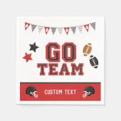 ゴーチームサッカーファンレッド&ブラックフェスティバルスポーツ スタンダードカクテルナプキン (正面)