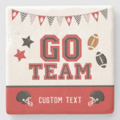 ゴーチームサッカーファンレッド&ブラックフェスティバルスポーツ ストーンコースター (正面)