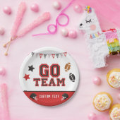 ゴーチームサッカーファンレッド&ブラックフェスティバルスポーツ ペーパープレート (パーティー)