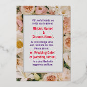 ゴーデンブロッサムズ：エレガントな箔押し花の招待状 箔招待状 (正面)