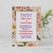 ゴーデンブロッサムズ：エレガントな箔押し花の招待状 箔招待状 (立ち正面)