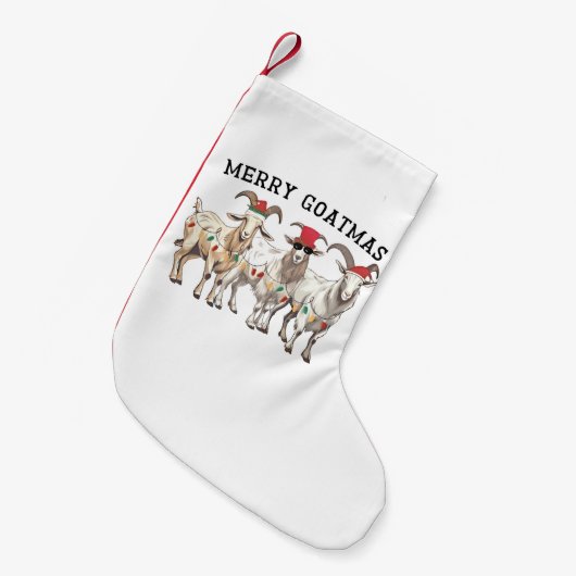 ゴートマスメリー動物ヤギ愛好家メリークリスマス スモールクリスマスストッキング (正面 (吊り時))
