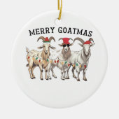 ゴートマスメリー動物ヤギ愛好家メリークリスマス セラミックオーナメント (正面)