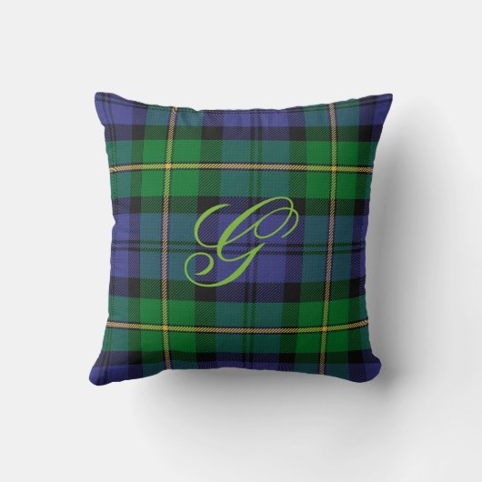 ゴードンの一族のタータンチェックのモノグラムの枕 クッション (裏面)